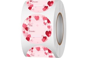 HODMOPLI Valentine's Day Tag Stickers 1.5 Inch Heart to & from Valentine's Day Gift Tags Stickers for Envelopes Seal Boxes Cards Wedding Gift Wrapping Bags Christmas Decorations(Pack 500)