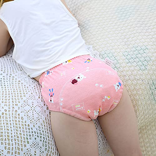 U0U Baby Girls'4 Pack Cotton Training Pants Toddler Potty Training Underwear for Boys and Girls Pink 3T