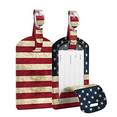 2 Pack Luggage Tags, Fintie PU Leather Name ID Labels with Privacy