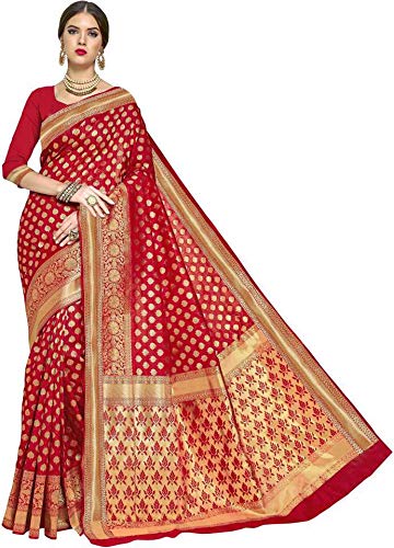 Womens Kanchipuram Art Silk Saree With Blouse Piece (Red)