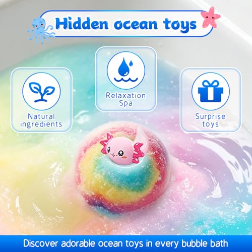 Bath Bombs for Kids with Surprise Toy - Pack of 12 Sea Bath Balls, Natural and Organic, Birthday, Children's Day and Children's Gift