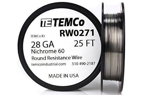 Click Here to See More Images TEMCo Nichrome 60 series wire 28 Gauge 25 Ft Resistance AWG ga
