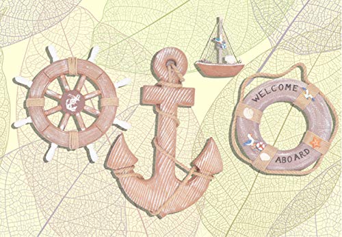 WOODEN NAUTICAL LIGHTHOUSE ANCHOR WALL HANGING ORNAMENT, BEACH WOODEN BOAT SHIP STEERING WHEEL WALL DECOR, NAUTICAL LIFE…