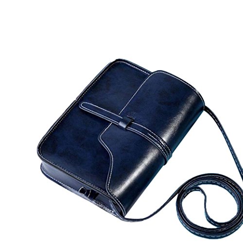 Women Vintage Purse Bag Leather Cross Body Shoulder Messenger Bag Elegant Girl Crossbody Bag Handbag (Dark Blue)