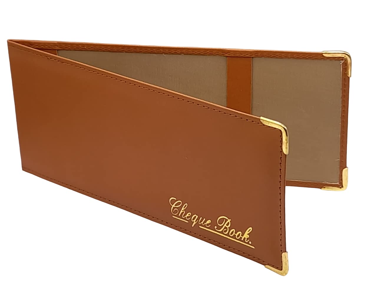 AKSHIDE Beige Folding Leather StyleCheque Book Holder/Leather Style Cheque Book Cover