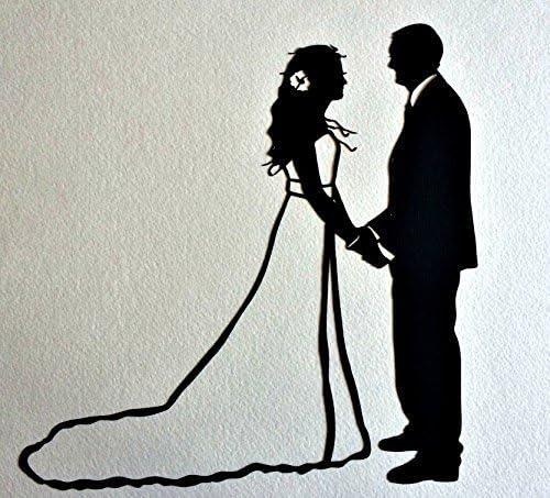 Wedding Silhouette Wall Art - First Anniversary Paper Gift - Custom Silhouette Portrait - Silhouette Picture - Bridal Gift - Unique Gift