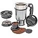 French Press Travel Mug with Handle, Storage Container for Extra Coffee, and 2 Spill Proof Lids - 14 oz - Silver