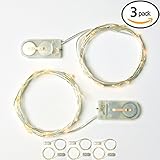 RTGS 2 Sets 15 Warm White Color Micro LED String Lights Battery Operated on 6 Feet Silver Wire (3)