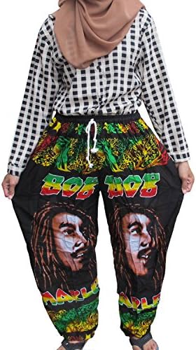 BOB MARLEY 100% Rayon One Size Women's BOB MARLEY Print Exercise Yoga Harem Trousers
