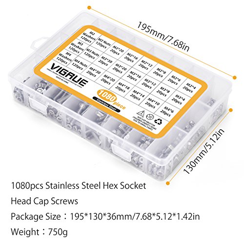 4 VIGRUE+M2+M3+M4+1080PCS+Stainless+Screws+Socket