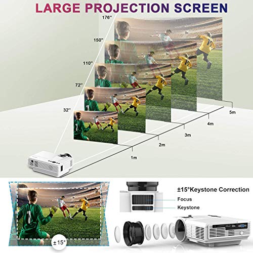 2 Projector+Upgraded+Brighter+Portable+Compatible
