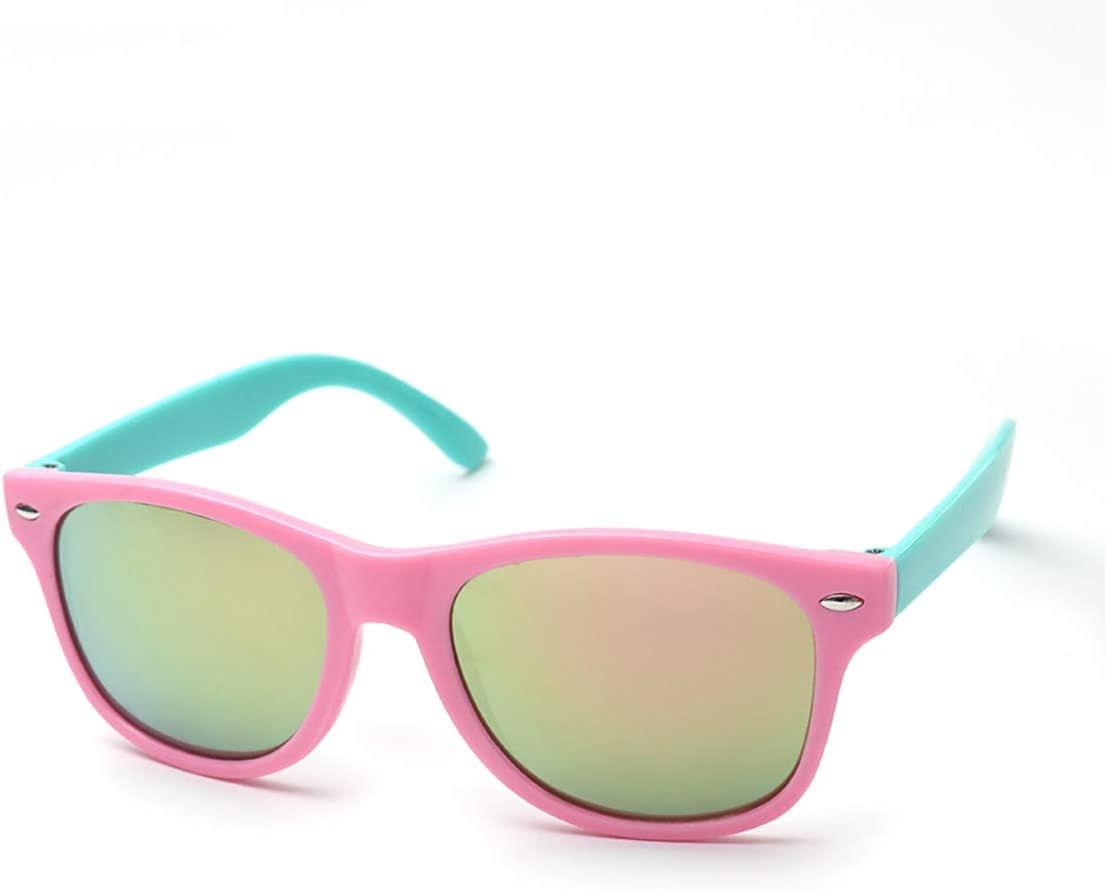 Kiddus Polarized Sunglasses for Kids Boy Girl. From 6 years old. 100% UV protection UV400. Impact resistant. BPA Free. Multicoloured. Turquese Pink