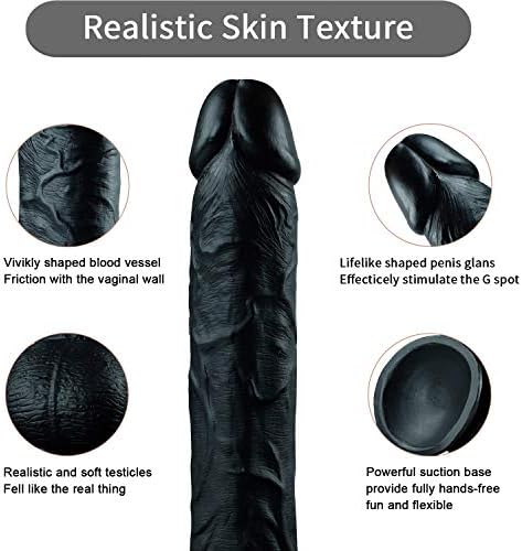 Yangxxx 11.02 Inch Realistic Lifelike Black Huge Tools for Women Silicone Tools with Suction Cup Yangxxx