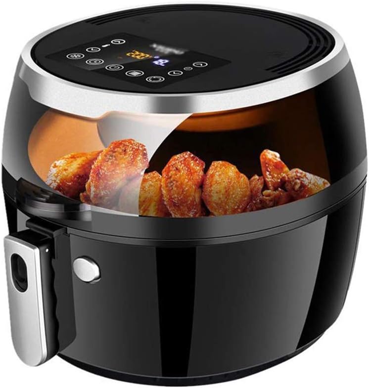 XXDTG High Power Air Fryer, 360 ° High Temperature Intelligent Stir Fry Visible Transparent Timed Appointment Multifunctional Electric Fryer
