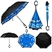 Rainlax Inverted Umbrella Double Layer Windproof Anti UV Protection Umbrellas for Car Rain Outdoor with C-Shaped Handle(Sky Blue)