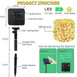 Solar String Lights Outdoor, 6-Pack Each 100 LED