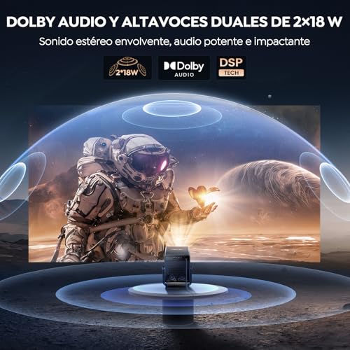 Projector 4K【Integrated Netflix/Live TV/Dolby Audio】VIDAA, the fastest OS, 1400 ANSI, FHD 1080P, Auto Focus and Keystone, Voice Control, BT 5.4, Homekit, 200° Rotation, Outdoor Projector