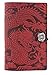 Genuine Leather Refillable Journal Cover with a Hardbound Blank Insert, 6x9 Inches, Cloud Dragon, Red with a Pewter Button, Made in The USA by Oberon Design