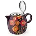 Tea Forte PUGG 24oz Ceramic Teapot with Improved Stainless Tea Infuser, Loose Leaf Tea Steeping For Two, Poppy Fields