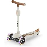 Kick Scooter for Kids Ages 2-14, 3 Wheel Scooter Adjustable Height Foldable Design, 3 LED Light Wheels, Rear Brake, Extra Wide Non-Slip Deck Kid Scooters for Boys and Girls