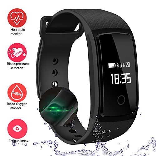 LogHog Fitness Tracker,IP67 Waterproof Sports Smart Wristband with Blood Oxygen Monitor/Blood Pressure/Heart Reate Monitor for Android Phone and IOS IPhone (Black)