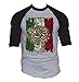 Mexico Flag Men's baseball T-Shirt Black/Gray S-3XL