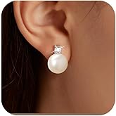 UTISUVIKO Black Pearl Earrings for Women S925 Sterling Silver Cubic Zirconia Pearl Stud Earrings Fine Jewelry Gifts Hypoallergenic Earrings for Mother's Day Gifts