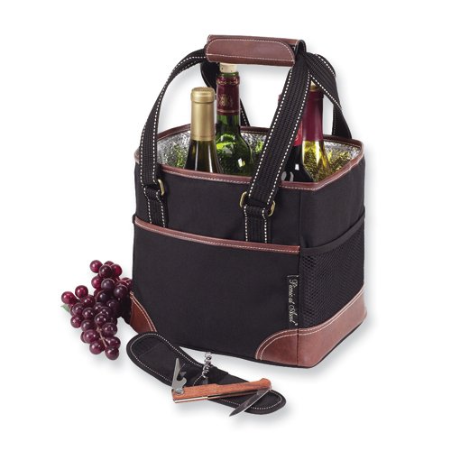 Black Insulated Waterproof Four Bottle Wine Carrier Amazon.co.uk