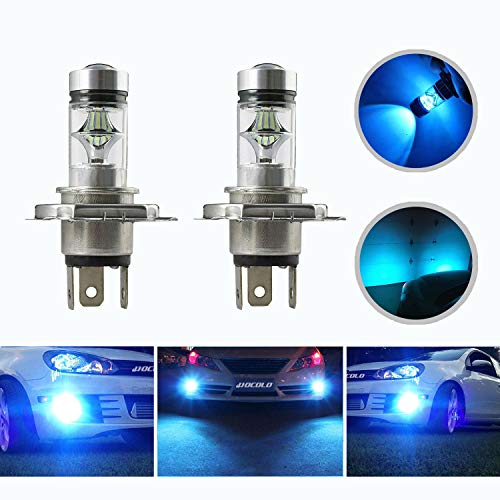 HOCOLO H4 9003 HB2 100W Samsung Chip LED Fog Light Lamp Bulbs for DRL Fog Driving Lights 8000K Ice Blue High Power LED Bulbs Car Vehicle Lighting Accessories (Set of 2) (H4 9003 HB2 -Ice Blue 100W)