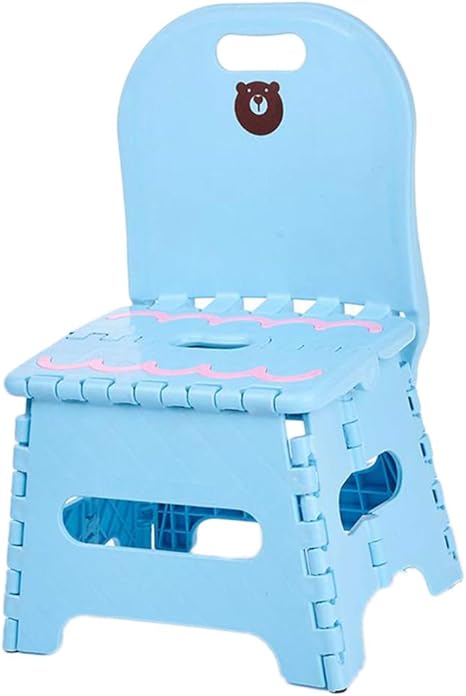 Amazon Co Jp プラスチック 折りたたみ 椅子 スツール チェア 背もたれ付き 子供用 2サイズ ブルー S ホーム キッチン