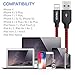 iPhone Charger, TAKAGI 3PACK 6Feet Extra Long Nylon Braided Lightning to USB Cable Charging Cord for iPhone X/ 8 plus/ 8 /7 plus/ 7/ 6 plus/ 6s/5/ 5s/ SE /iPad and iPod(Black Red)