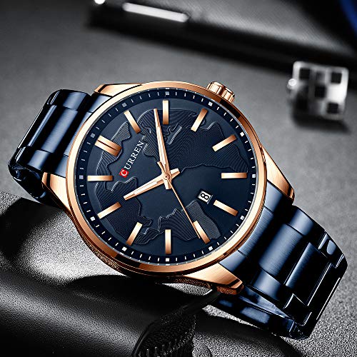 Curren 8366 - Reloj de pulsera para hombre, diseño de fecha, acero y cuarzo, color azul - Imagen 3