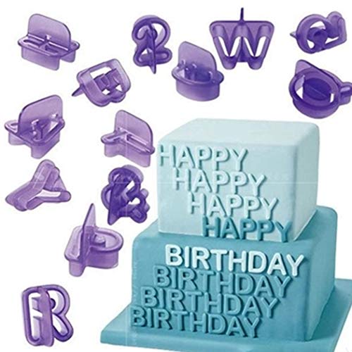 Bravet 40Pcs DIY Creative Cake Fondant Numeral Letter Symbol Cookie Mold Kitchen Bake Tool