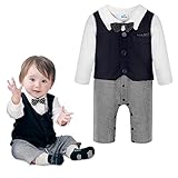 Baby Boys Jumpsuit Romper & Vest & Bowtie 3 Pieces Clothes Gentleman Tuxedo Suit