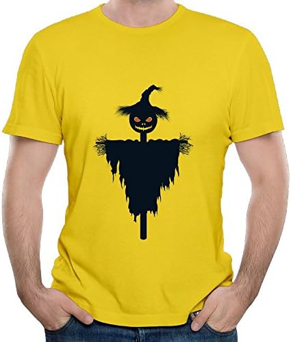 Eijudge Halloween Pumpkin Scarecrow Men's Short Sleeves Pure Color T-shirt