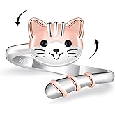 Senpotly Cat Spinner Fidget Ring for Women - 925 Sterling Silver Anxiety Relief Open Adjustable ADHD Rotate Ring Mood Cute Pet Jewelry Gifts
