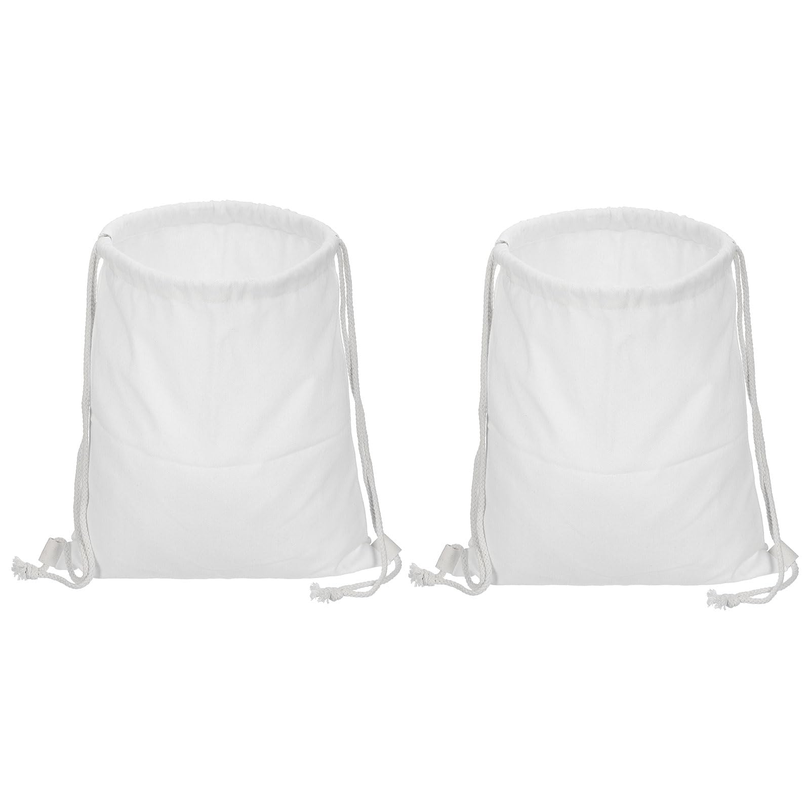 PATIKIL Cotton Drawstring Bags, 2Pcs Cotton Canvas Drawstring Backpack Foldable Sports Gym Bags for Women Men Gym Sports Trip, White