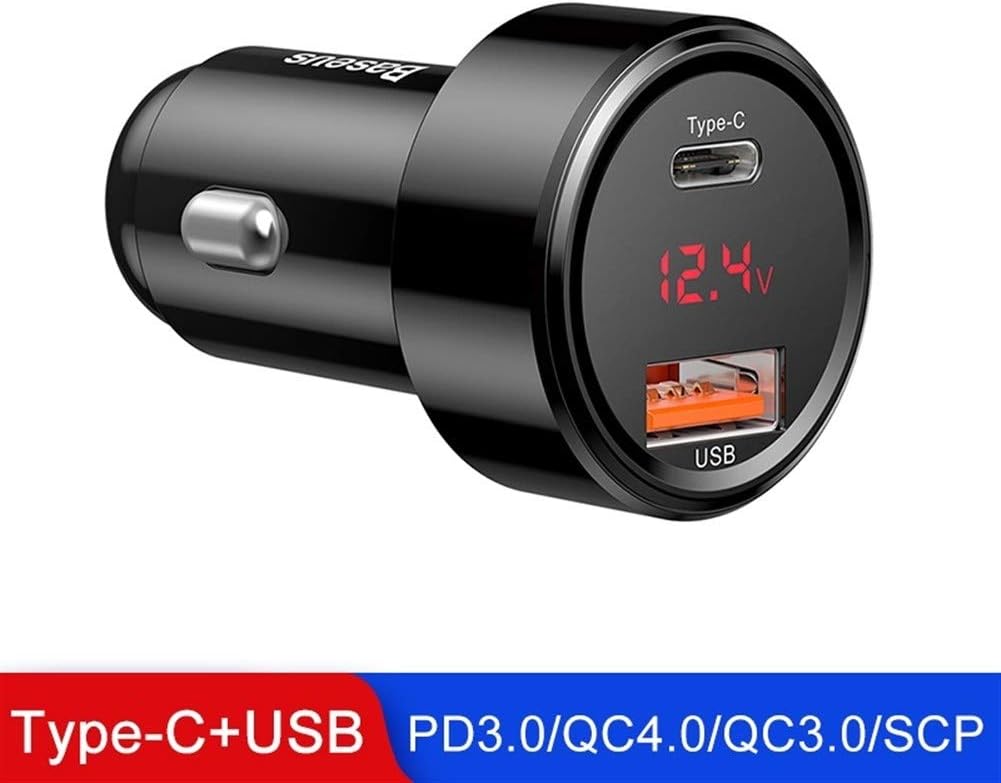 45W Quick Charge 4.0 3.0 USB Car Charger Supercharge SCP QC4.0 QC3.0 Fast PD USB C Car Phone Charger (Plug Type : BLACK 1 USB 1Type C)