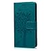 Badalink J5 Prime Case,Galaxy J5 Prime Case - Wallet Case Folio Stand Case 3D Embossed Tree PU Leather Case Shockproof TPU Inner Bumper Card Slots Hand Strap Slim-Fit Protective Cover Blue