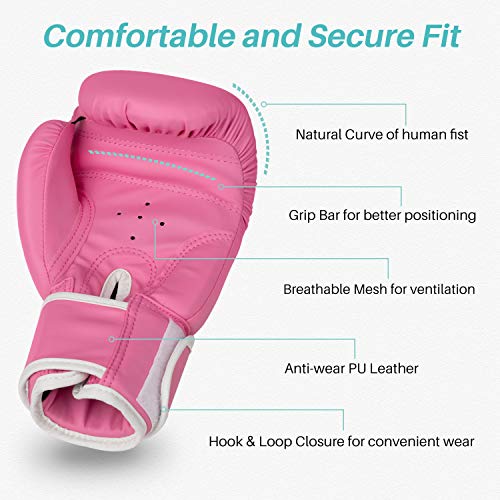 Liberlupus Kids Boxing Gloves, Training Boxing Gloves for Kids Age 3-15, Protective Youth Boxing Gloves with Multiple Color & Size (Pink, 6 oz) - Thumbnail 5