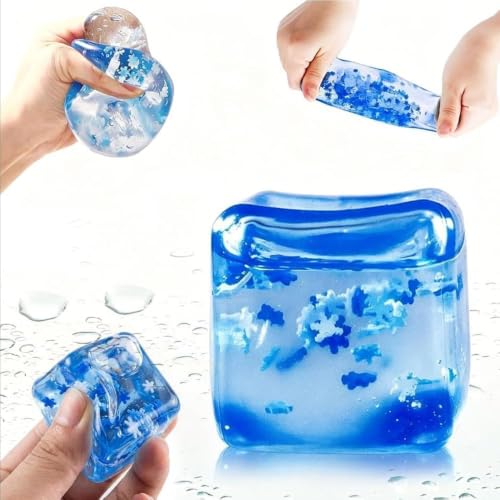 SLEEPHEAD®1Pcs Stress Cube Bulk Slow Rising Ice Cube Stress Balls for Adult Sensory Squeeze Cubes Birthday Gifts for Anxiety Relief Party Favors Prizes (Blue,5.5CM)
