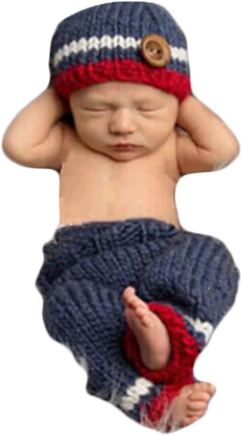 Baby Photography Props Christmas Boy Girl Photo Shoot Outfits Crochet Knit Newborn Lovely Hat Pants Photo Props