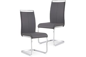 Baysitone Modern Dining Chairs Set of 2, Side Dining Room Chairs, Kitchen Chairs with Faux Leather Padded Seat High Back, Chairs for Dining Room,Kitchen, Living Room Grey