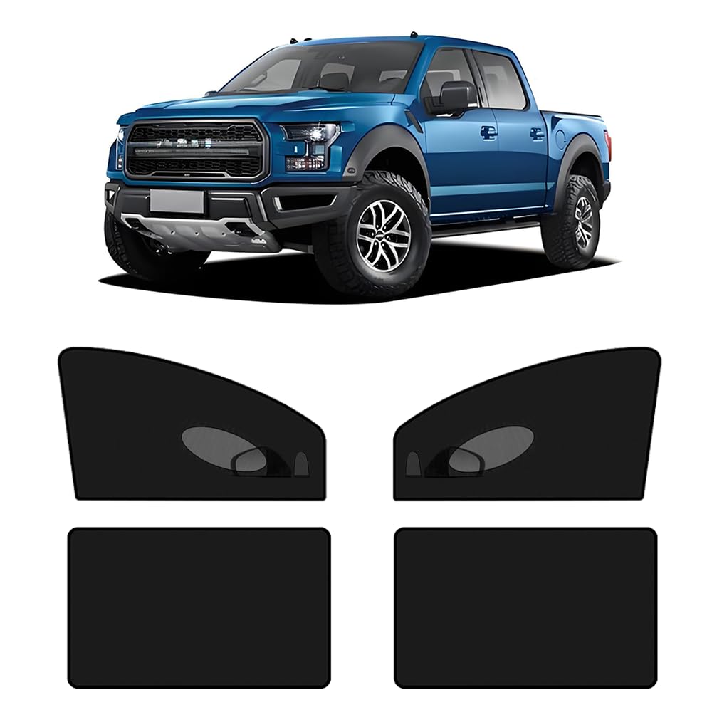 Photo 1 of [2025] Car Window Screens Shades for Ford F-150 F-250 F-350 Accessories 2015-2025 Truck Window Sun Shades 4 Pcs Pickup Bug Mosquito Camping Protector Mesh Socks for Front Rear Side Window Kids Babies