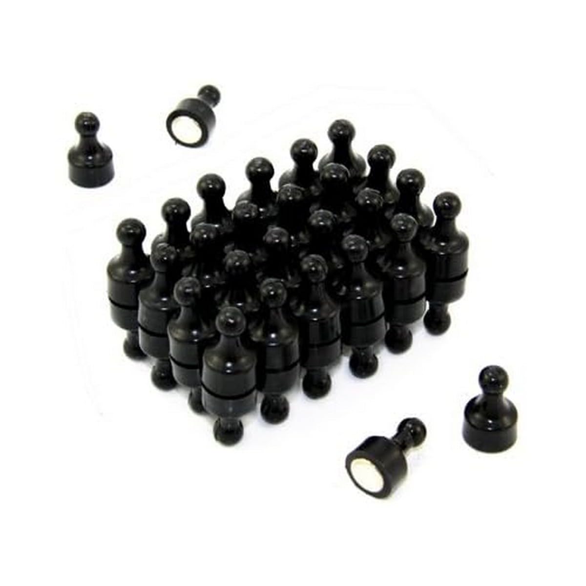 Black Skittle Magnet for Fridge, Office, Whiteboard, Noticeboard, Filing Cabinet - 12mm dia x 21mm tall - Pack of 48
