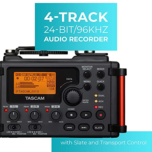 TASCAM 4Channel Portable Audio Recorder for Videographers, 2 Combo XLR