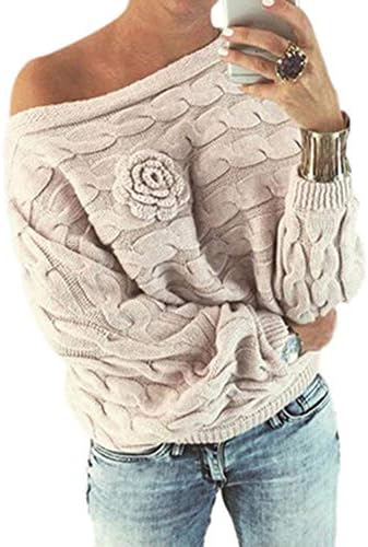 Moonuy Women Sweater，Womens Sexy Off Shoulder Long Sleeve Loose Cable Knit Sweater Pullover Jumpers Ladies Cotton Knitted Long SleeveTunic Sweatshirt Tops Casual T-Shirt Dress