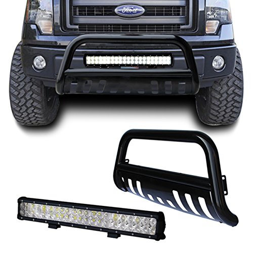 Black Bull Bar Bumper Grille Guard for 04-14 Ford F150/03-15 Ford Expedition with 4D Lens 20inch 126W Led Light Bar +Free Wiring Harness