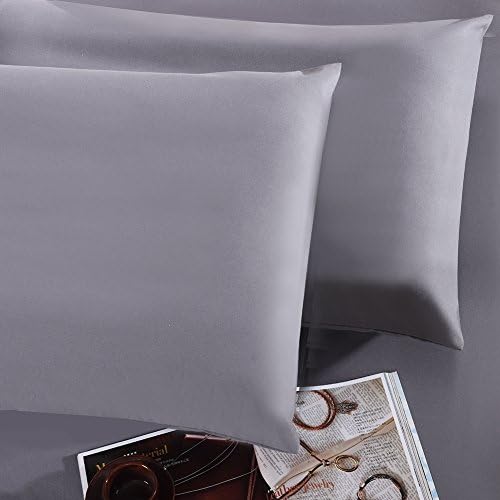 Pollymaid Linens Pillow Case Set - 100 percent Ultra Soft Double Sided Brushed Microfiber, 2 pieces, Flap End Enclosure (Standard Size Pillowcases, Gray)