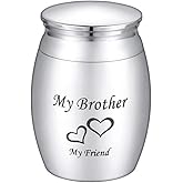 Silver Keepsake Cremation Urns, Small Funeral Urns for Human Ashes with My Brother My Friend Engraved
